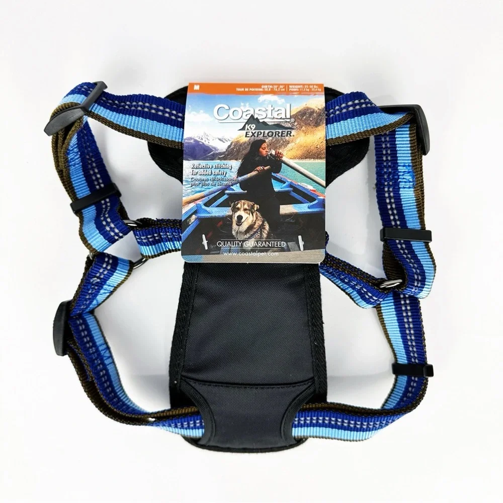 Coastal Pet K9 Explorer Reflective Adjustable Dog Harness Sapphire M 25-50lb NEW